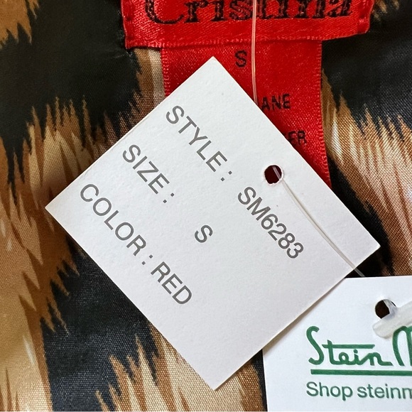 V Cristina Faux Red Leather Moto Jacket With Gold Colored Hardware Small… - Picture 12 of 15